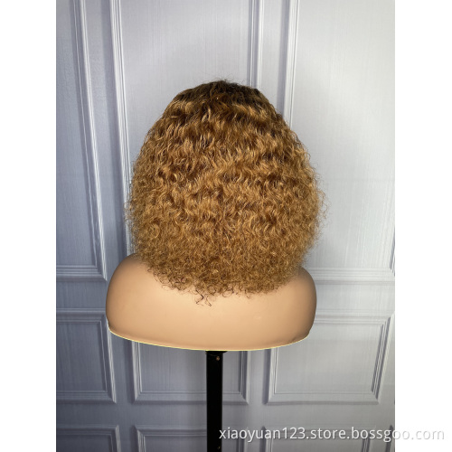 Mauqueen  Wholesale Brazilian Short Curly Bob 100% Virgin Cuticle Aligned 13*4 T Lace Front Human Hair Wigs  For Black  Women